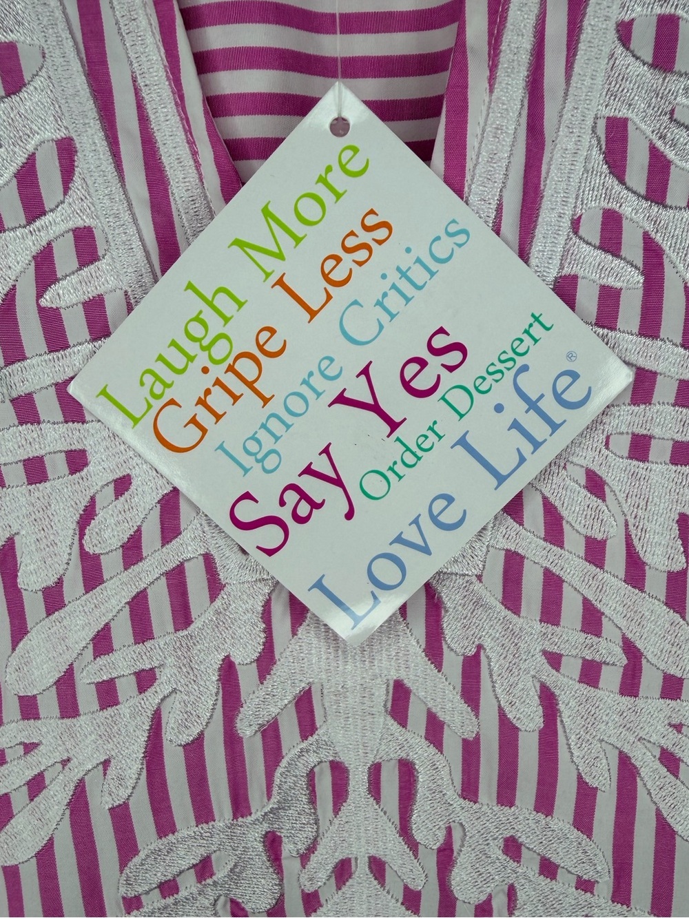 NWT Gretchen Scott The Reef Embroidered Pinstripe Dress Medium Pink White Pocket - Picture 4 of 10